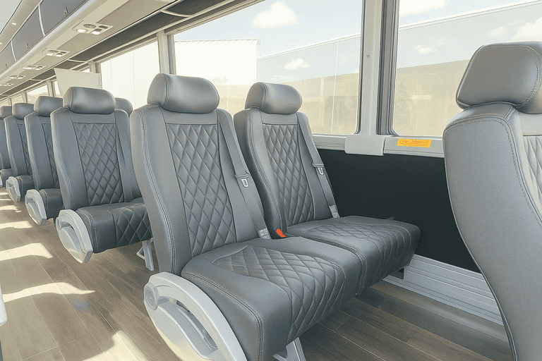 interior of Knoxville Minibus Company charter bus